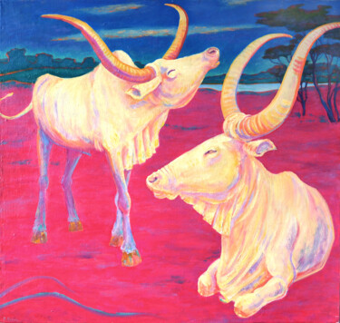 Pintura intitulada "Bulls" por Margarita Felis, Obras de arte originais, Óleo