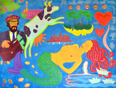 Peinture intitulée "Mermaid's night dre…" par Margarita Felis, Œuvre d'art originale, Acrylique