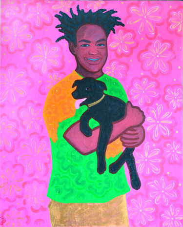 Malarstwo zatytułowany „Black man and his d…” autorstwa Margarita Felis, Oryginalna praca, Akryl