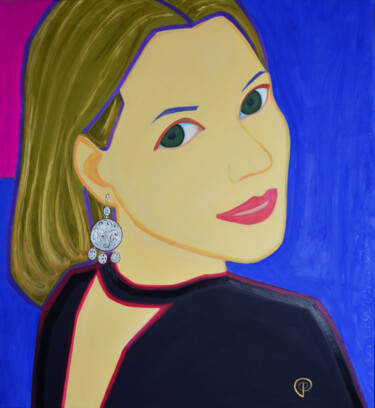 Painting titled "Portrait of woman o…" by Margarita Felis, Original Artwork, Acrylic