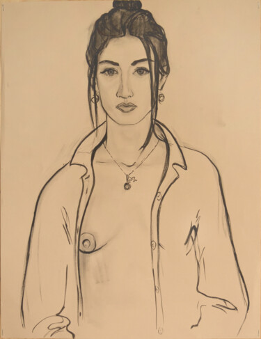 Dessin intitulée "Marina drawing" par Margarita Felis, Œuvre d'art originale, Fusain