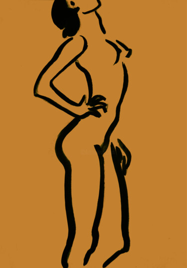 Digitale Kunst getiteld "Nude sketch 008" door Margarita Felis, Origineel Kunstwerk, 2D Digital Work