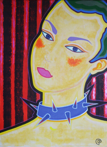 Peinture intitulée "Woman in a collar" par Margarita Felis, Œuvre d'art originale, Acrylique