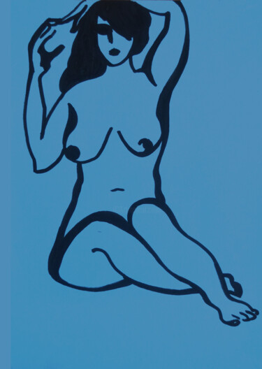 Drawing titled "Nude2024_09" by Margarita Felis, Original Artwork, Marker