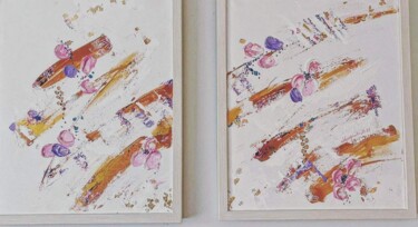 「Soft Petal art set…」というタイトルの絵画 Margarita Glambertによって, オリジナルのアートワーク, アクリル ウッドストレッチャーフレームにマウント