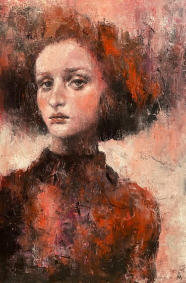 Peinture intitulée "RED BIRCH" par Margarita Ivanova, Œuvre d'art originale, Huile Monté sur Châssis en bois