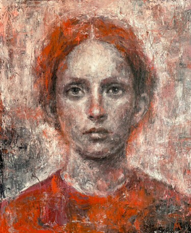 Peinture intitulée "RED BIRCH #4" par Margarita Ivanova, Œuvre d'art originale, Huile Monté sur Châssis en bois