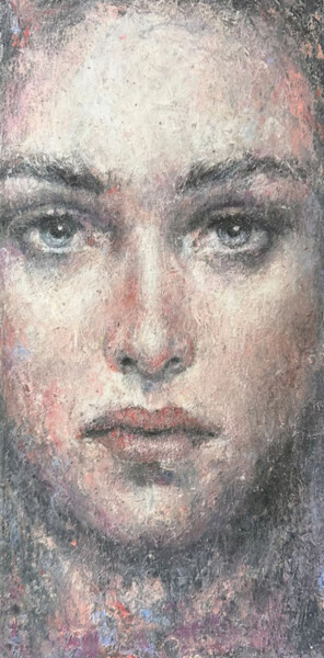 Painting titled "Eyes contact #3" by Margarita Ivanova, Original Artwork, Oil Mounted on Wood Stretcher frame