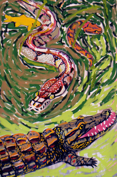 Digitale Kunst getiteld "Forest Predator" door Margarita K, Origineel Kunstwerk, AI gegenereerde afbeelding