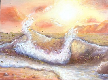 Malarstwo zatytułowany „Golden Sea” autorstwa Margarita Pigaeva, Oryginalna praca, Olej