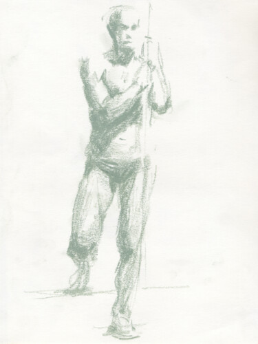Σχέδιο με τίτλο "A man with a stick" από Margarita Simonova, Αυθεντικά έργα τέχνης, Παστέλ