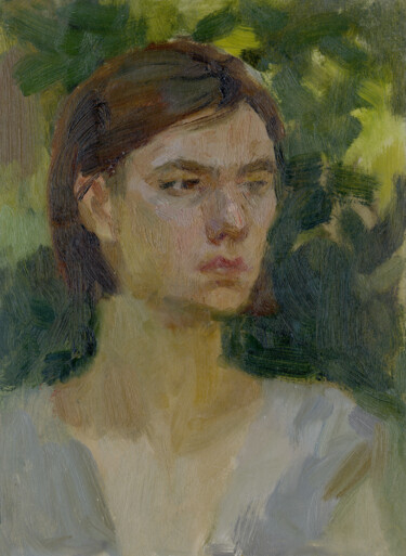 「Young woman under t…」というタイトルの絵画 Margarita Simonovaによって, オリジナルのアートワーク, オイル