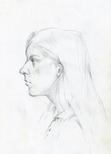 Drawing titled "Portrait 10" by Margarita Simonova, Original Artwork, Pencil