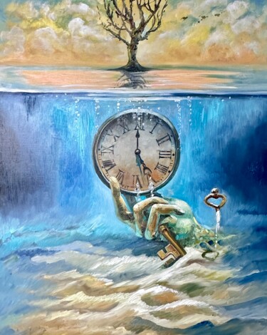 Schilderij getiteld "Time" door Margarita Smirnova Kvintessa, Origineel Kunstwerk, Olie