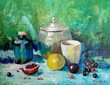 Painting titled "table with beautifu…" by Aleks Margjini, Original Artwork, Oil