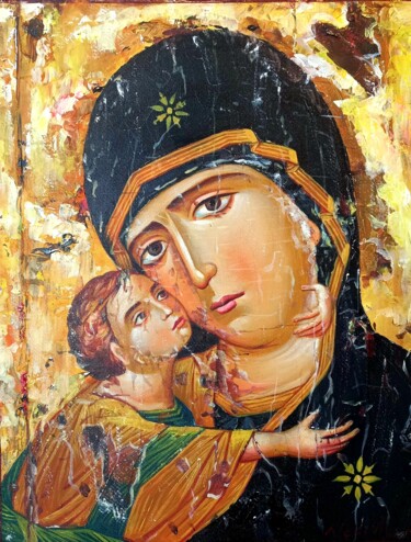 Malerei mit dem Titel "Mather Mary" von Aleks Margjini, Original-Kunstwerk, Acryl