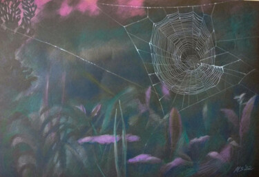 Zeichnungen mit dem Titel "Scenery. Web at sun…" von Margo Miro, Original-Kunstwerk, Bleistift