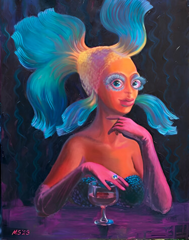 Картина под названием "Female portrait. Go…" - Margo Miro, Подлинное произведение искусства, Масло