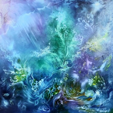 Painting titled "Blue lagoon magic" by Margo Tartart, Original Artwork, Oil