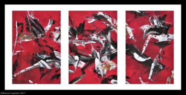 Картина под названием "Triptyque Crash rou…" - Maryse Lapointe, Подлинное произведение искусства, Масло