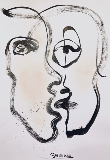 Schilderij getiteld "Linear love" door Mari Skakun, Origineel Kunstwerk, Inkt