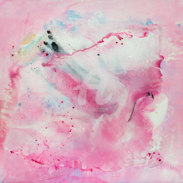 Painting titled "Pink Wave" by Maria Bacha, Original Artwork, Acrylic Mounted on Wood Stretcher frame