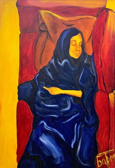 Painting titled "Спящая" by Maria Barmina, Original Artwork, Oil Mounted on Wood Stretcher frame