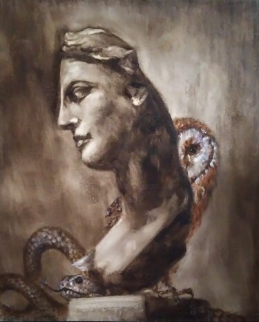 Painting titled "Athena" by Maria Bel, Original Artwork, Oil