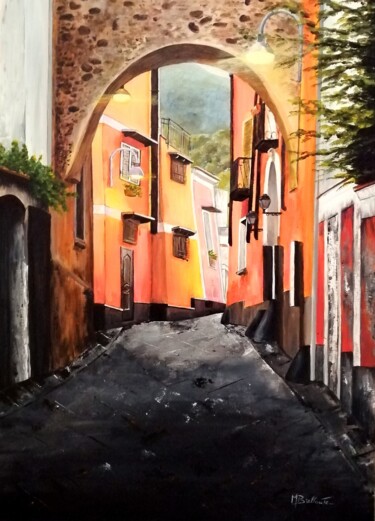 Painting titled "Via Castel del Prin…" by Maria Brillante, Original Artwork, Acrylic Mounted on Wood Stretcher frame