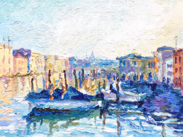 Painting titled "Yachts Venice (Ital…" by Maria Delendik, Original Artwork, Oil