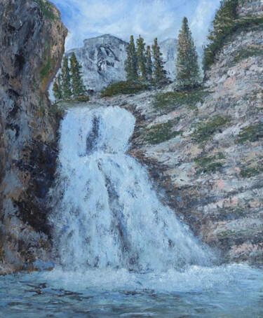 Картина под названием "Waterfall" - Maria Galan, Подлинное произведение искусства, Масло Установлен на Деревянная рама для н…