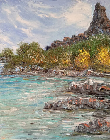 Картина под названием "Sea shore" - Maria Galan, Подлинное произведение искусства, Масло Установлен на Деревянная рама для н…