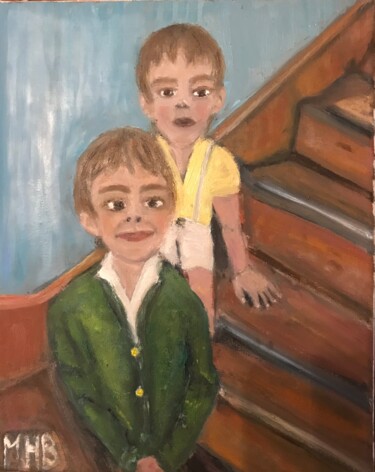 Peinture intitulée "Tiago et Jonas" par Maria Helena Benier - De Macedo, Œuvre d'art originale, Huile