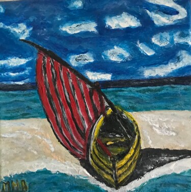 Peinture intitulée "Bateau échoué sur l…" par Maria Helena Benier - De Macedo, Œuvre d'art originale, Acrylique