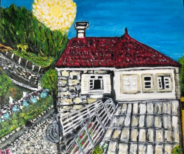 Painting titled "À casa de moldes" by Maria Helena Benier - De Macedo, Original Artwork, Acrylic Mounted on artwork_cat.