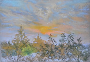 Peinture intitulée "Summer sunset  Past…" par Maria Iakovleva, Œuvre d'art originale, Pastel