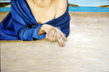 Peinture intitulée "Descansando na praia" par Cerqueira De Sousa, Œuvre d'art originale, Huile