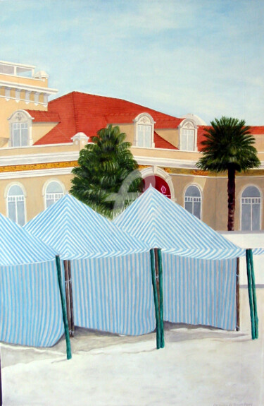 「Barracas na Praia”」というタイトルの絵画 Cerqueira De Sousaによって, オリジナルのアートワーク, オイル