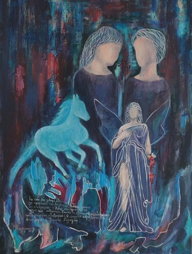 Malerei mit dem Titel "ΔΡΑΜΑΤΙΚΟ ΚΡΕΣΕΝΤΟ" von Maria Karageorgiou, Original-Kunstwerk, Acryl