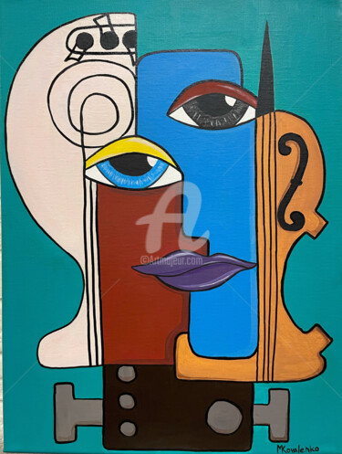 Schilderij getiteld "«Оркестр»" door Maria Kovalenko, Origineel Kunstwerk, Acryl Gemonteerd op Frame voor houten brancard