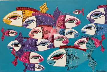 Ζωγραφική με τίτλο "«Подводный мир»" από Мария Коваленко, Αυθεντικά έργα τέχνης, Ακρυλικό Τοποθετήθηκε στο Ξύλινο φορείο σκε…