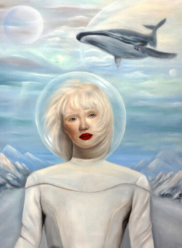 Peinture intitulée "Girl with a whale" par Maria Kuznetsova, Œuvre d'art originale, Huile