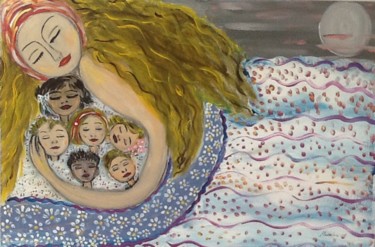 Pintura titulada "Maternidad" por Bascoy, Obra de arte original, Acrílico