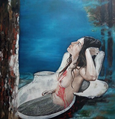 Painting titled "Fuera de lugar" by María Mateo, Original Artwork, Oil Mounted on Wood Stretcher frame
