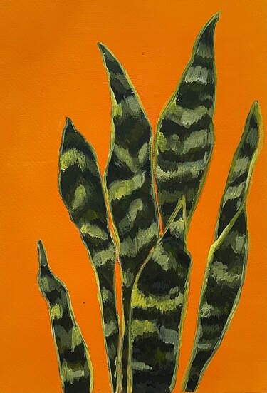 Painting titled "Zebra Succulent" by Maria Mindal, Original Artwork, Acrylic