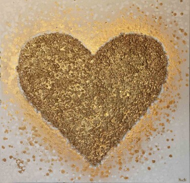 제목이 "Golden heart"인 미술작품 Maria Moretti로, 원작, 아크릴 나무 들것 프레임에 장착됨