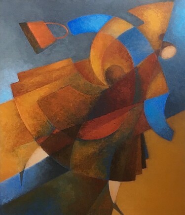 Pittura intitolato "Опоздание" da Mariia Mosunova Korotkina, Opera d'arte originale, Olio
