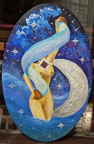 Schilderij getiteld "Star Tarot" door Mariia Podlesnykh, Origineel Kunstwerk, Acryl