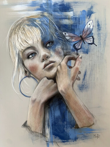 Pittura intitolato "Blue" da Maria Romano, Opera d'arte originale, Pastello