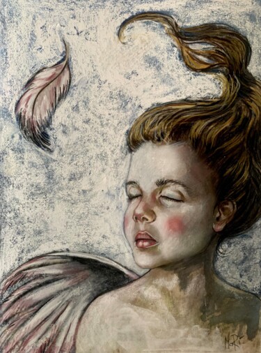 Malarstwo zatytułowany „Rose Angel” autorstwa Maria Romano, Oryginalna praca, Pastel